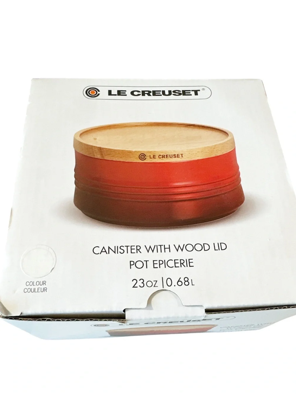 NEW Le Creuset WHITE CANISTER with Natural Wood Lid 23oz